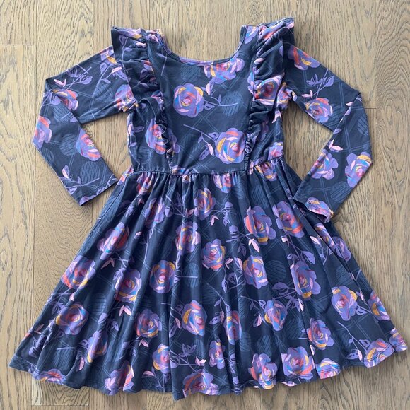 Tea Collection Girls' Long Sleeve Ruffle Shoulder Ballet Dress - Picture 1 of 7